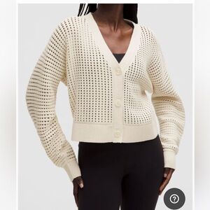 NWT Lululemon cotton crochet, mesh, relaxed, fit cardigan